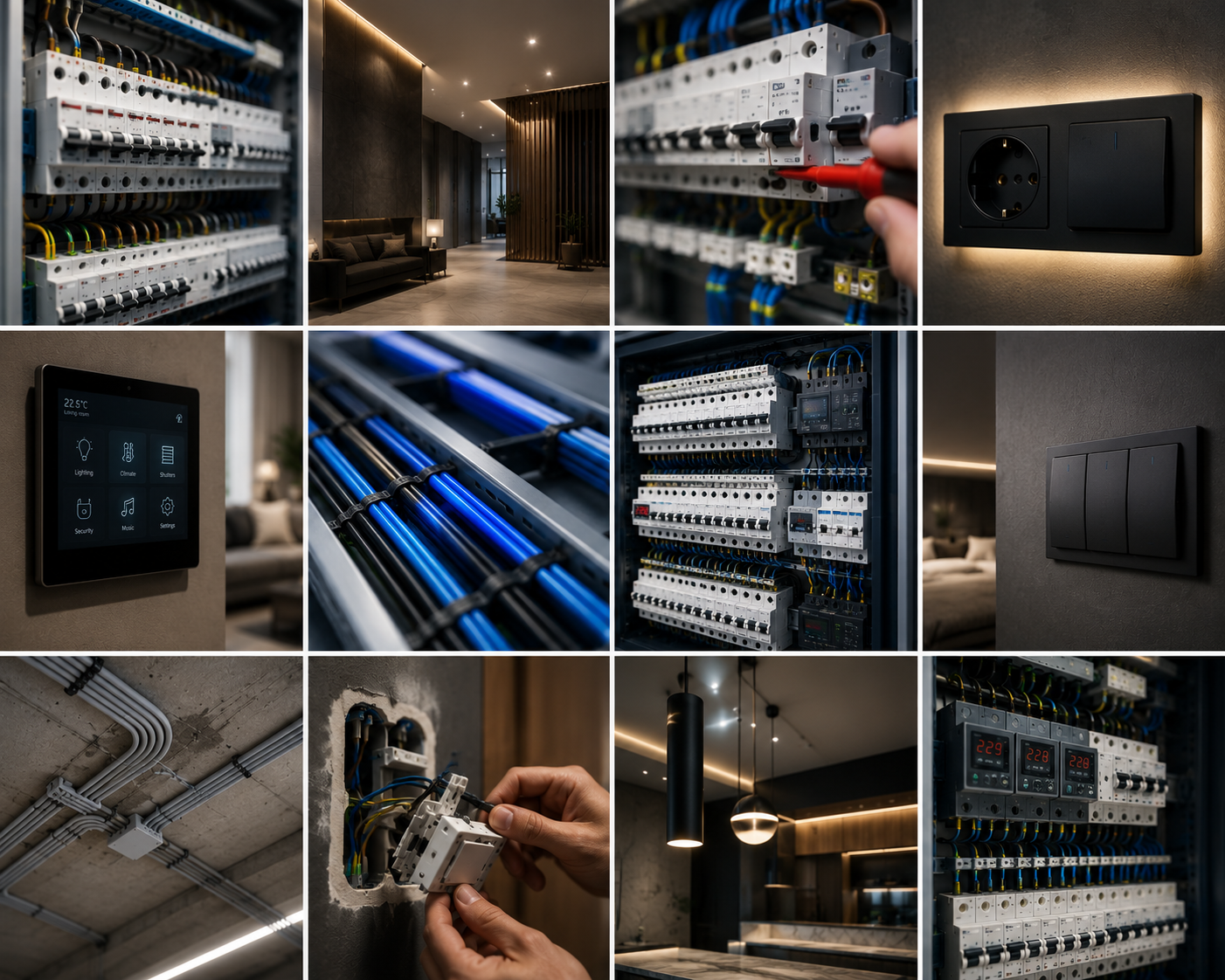 Panou electric modern și cablare organizată pentru instalații rezidențiale